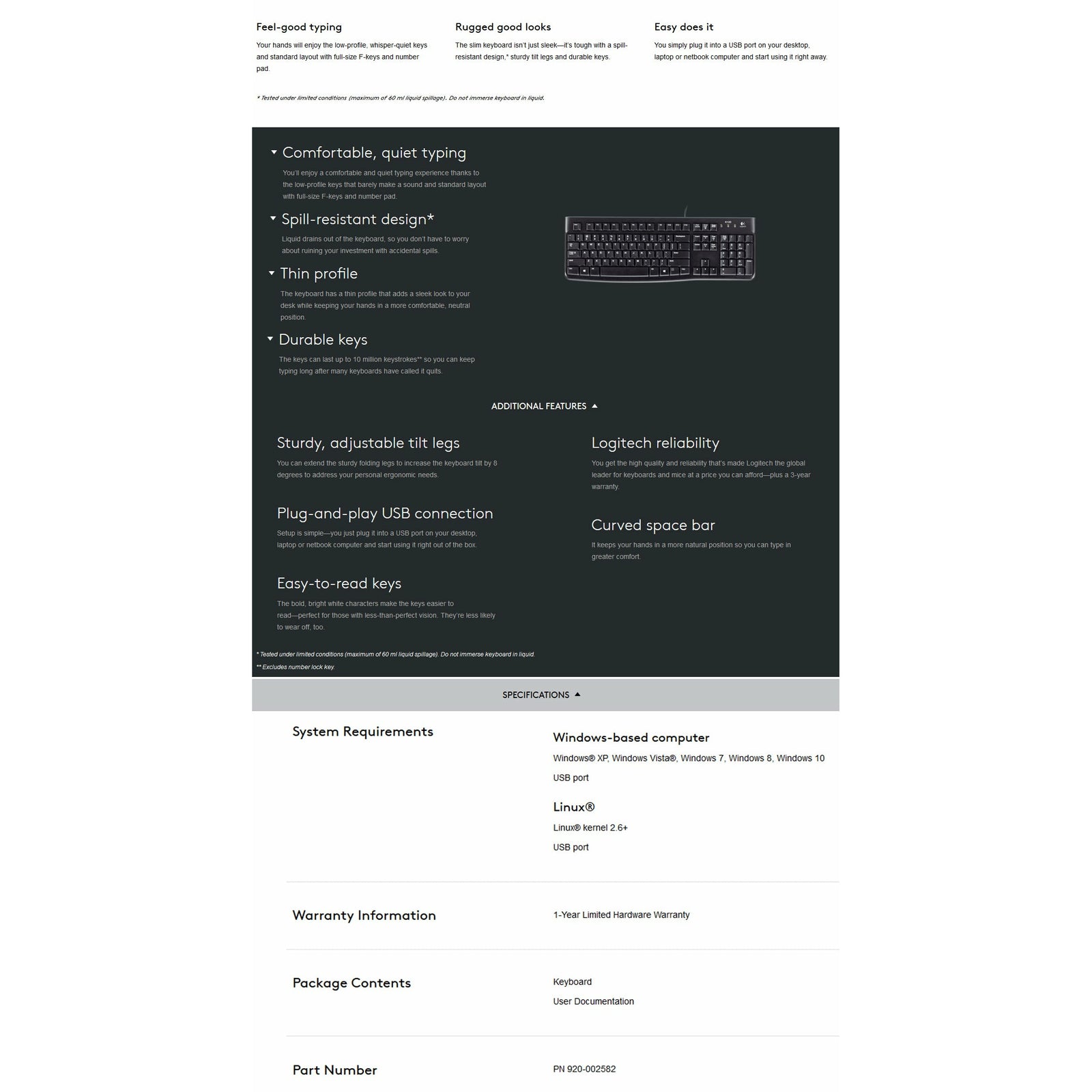 Logitech K120 USB Keyboard (920-002582)