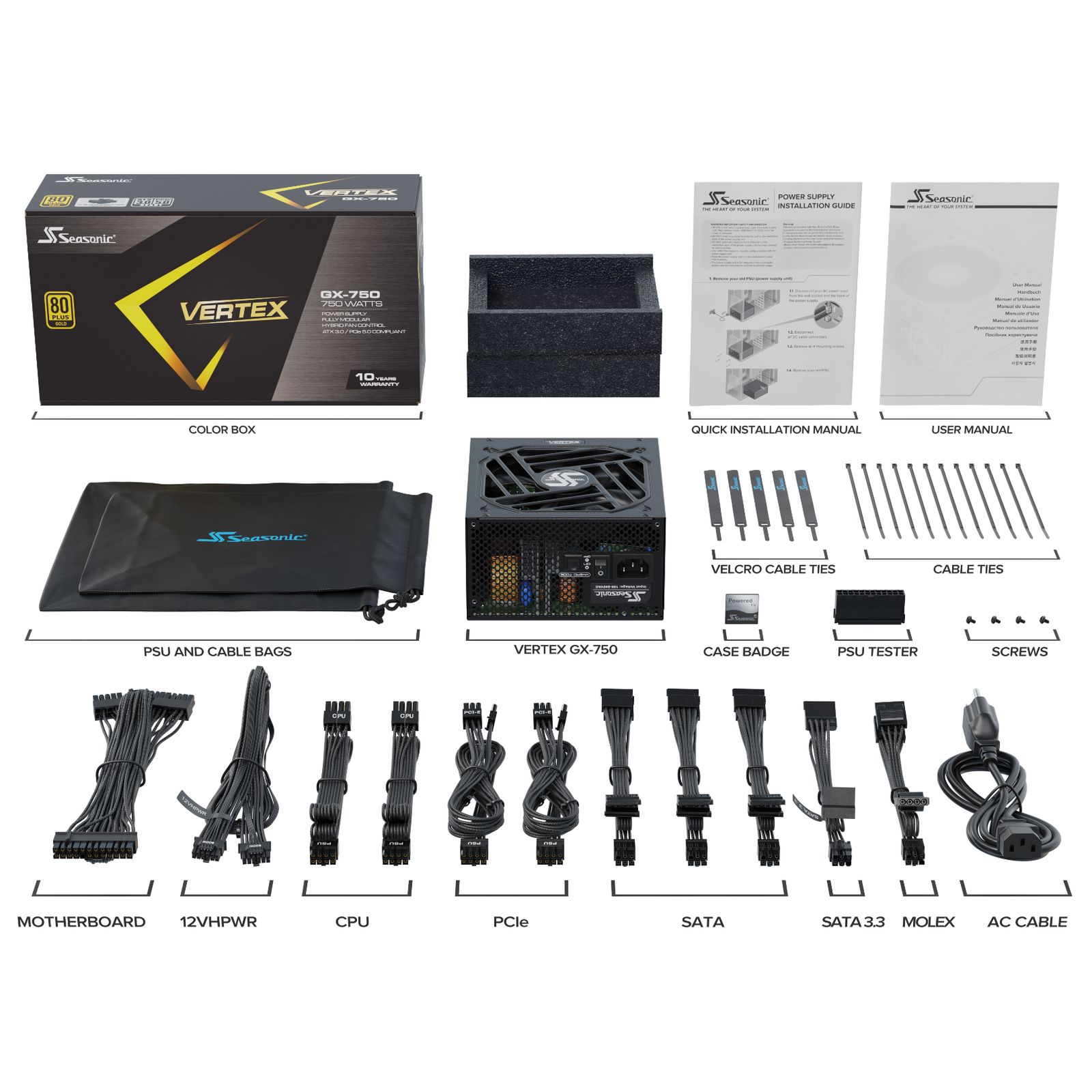 Seasonic VERTEX 750W (GX-750) 80 PLUS Gold Modular PSU ATX 3.0