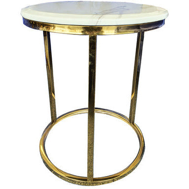 Kelly Side Table - White on Gold - 45cm