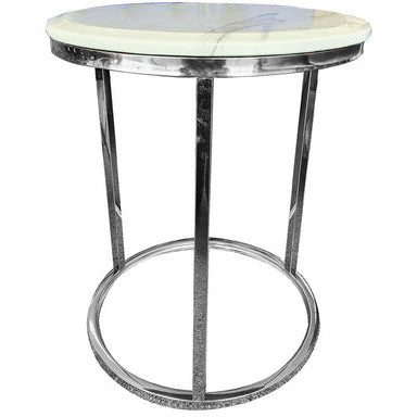 Kelly Side Table - White on Silver - 45cm