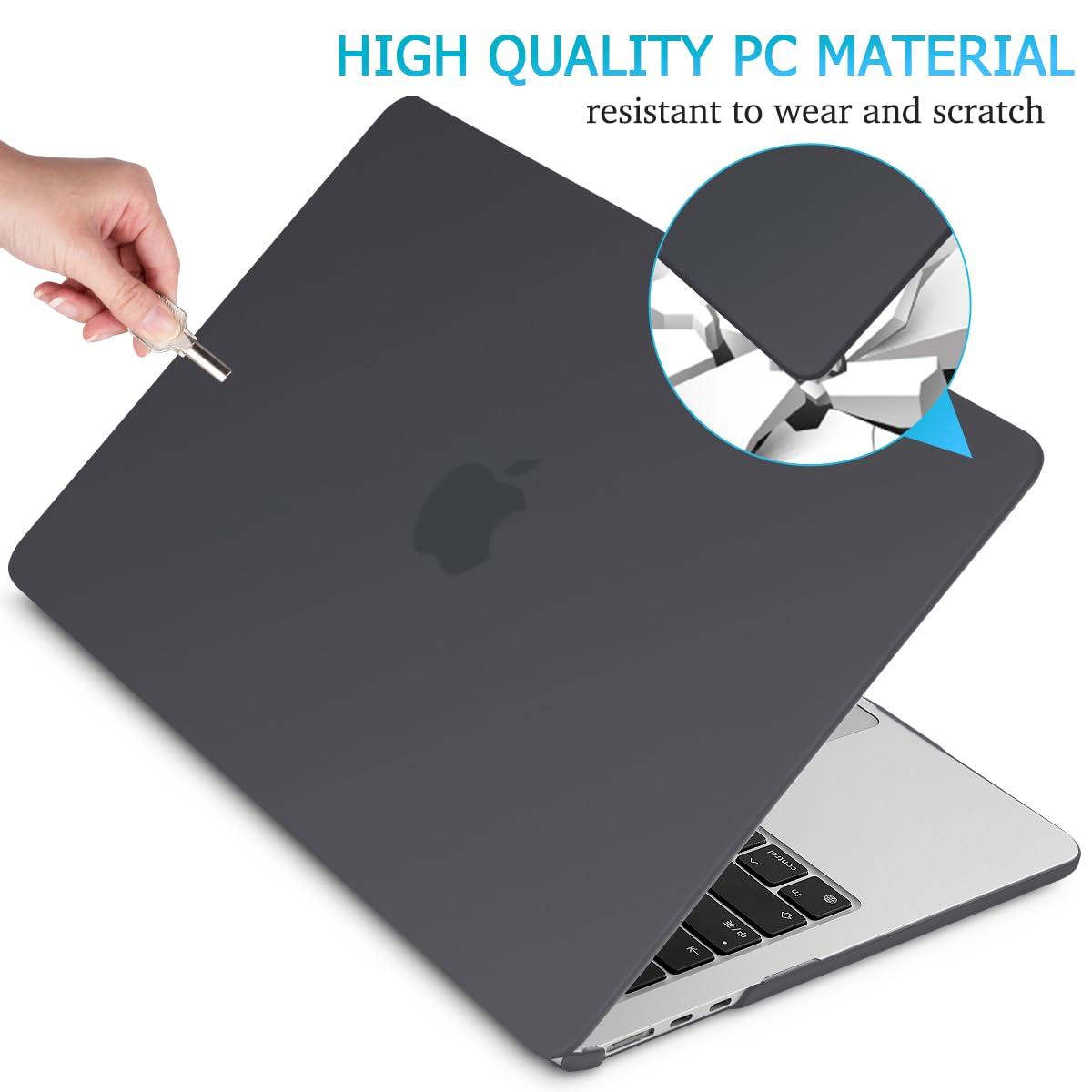 15 inch Air 2023 MacBook Air Matte Case A2941 M2 Chip Hard Shell Case Keyboard Cover Black