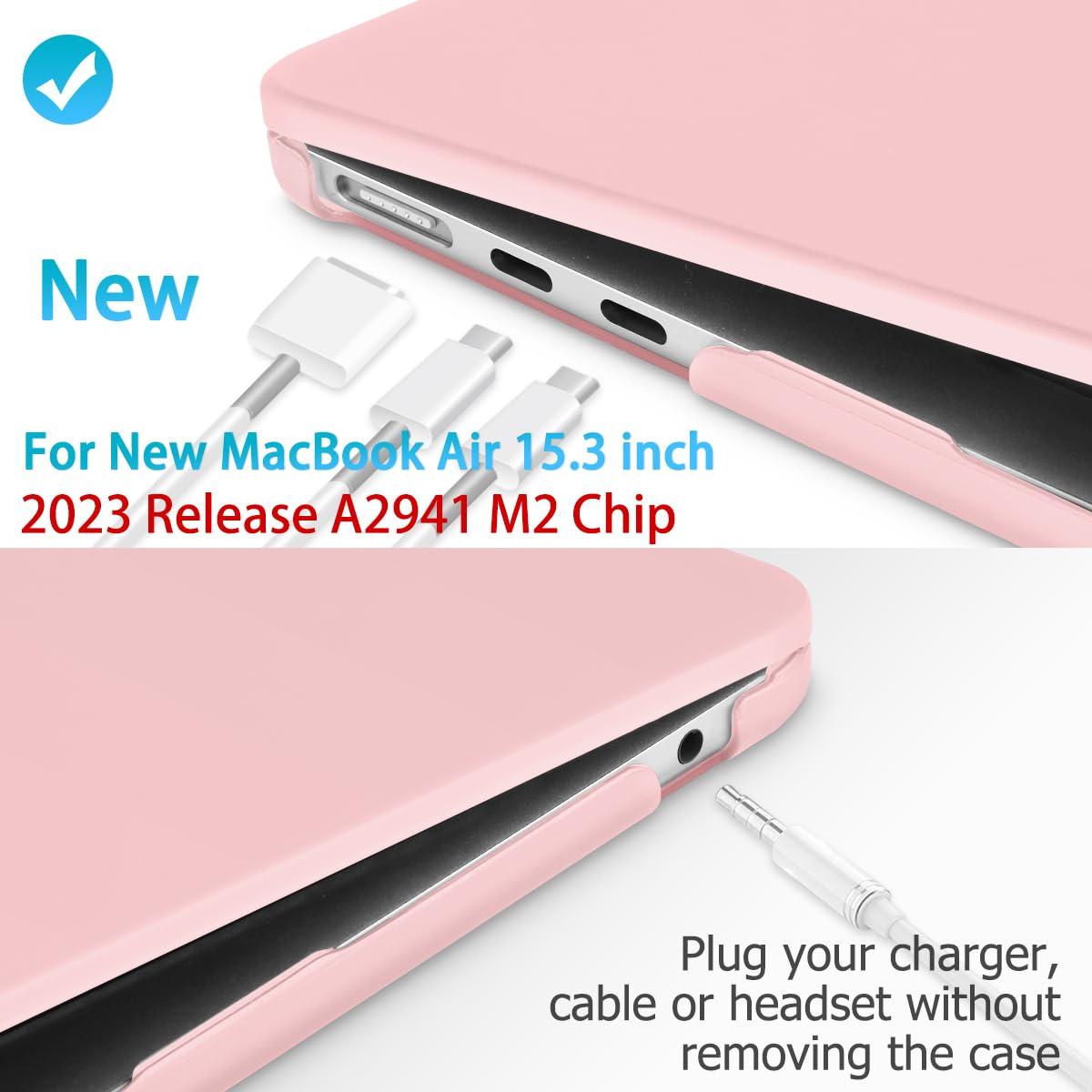 15 inch Air 2023 MacBook Air Matte Case A2941 M2 Chip Hard Shell Case Keyboard Cover Sold Pink