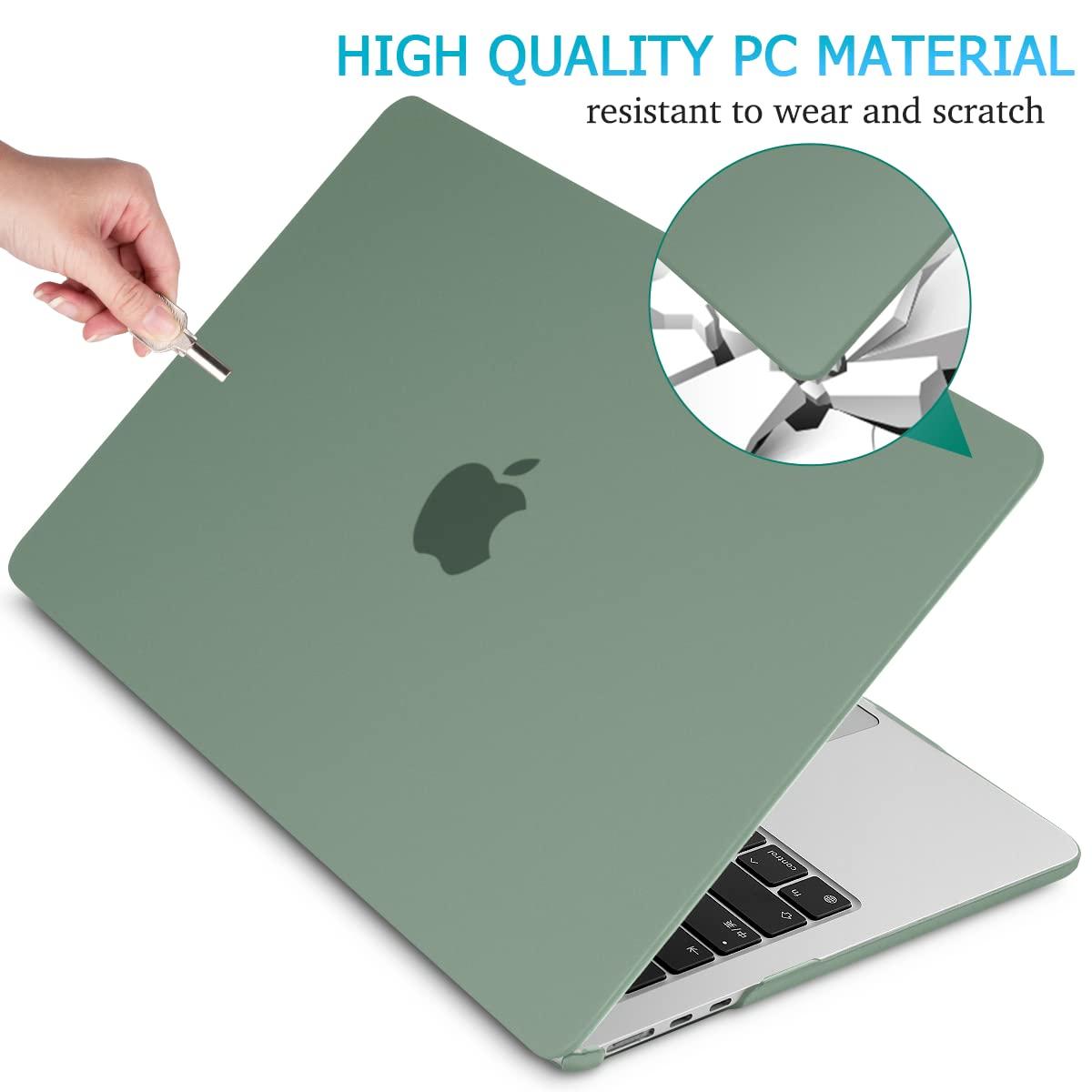 15 inch Air 2023 MacBook Air Matte Case A2941 M2 Chip Hard Shell Case Keyboard Cover Midnight Green