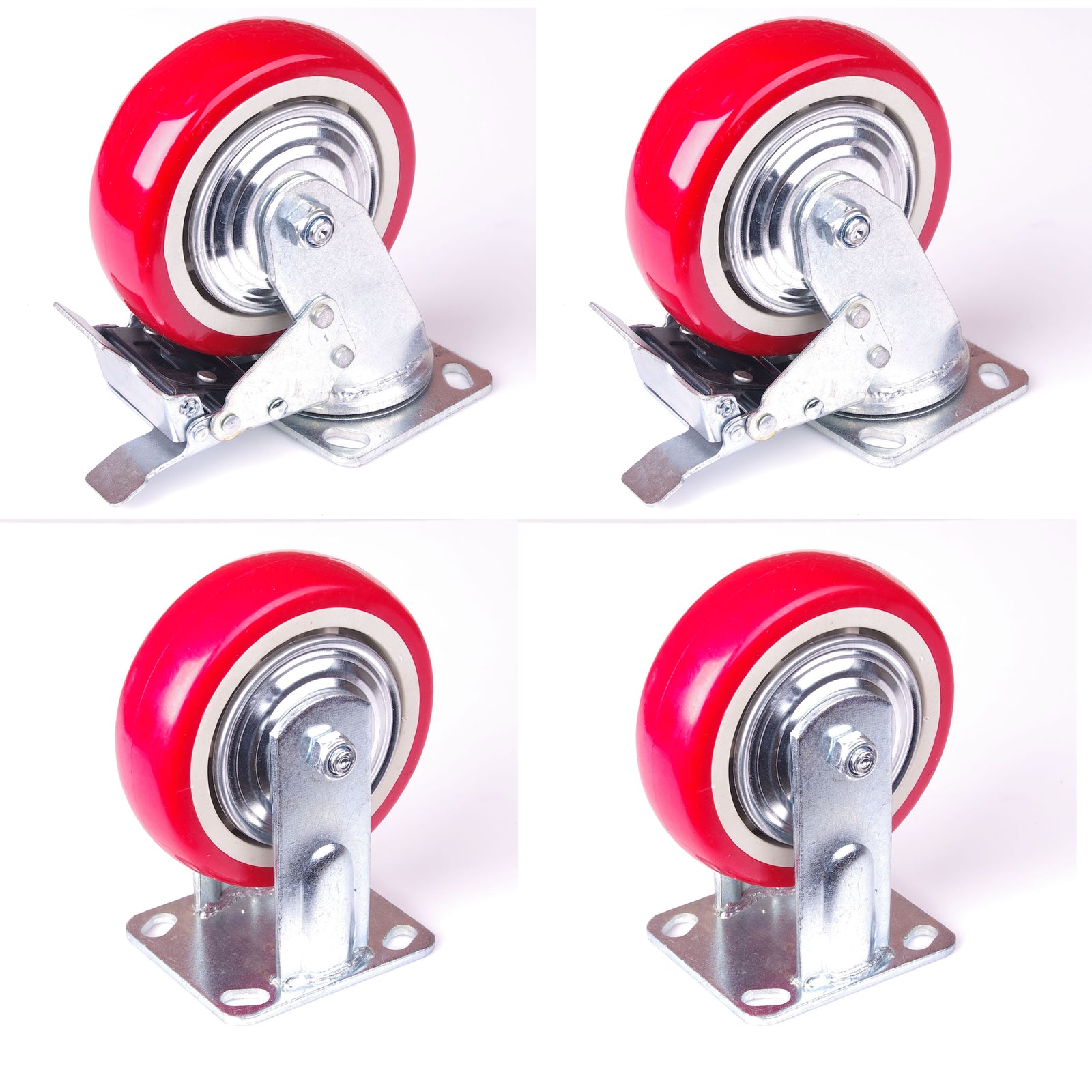 4x 6 inch Industrial Swivel Brake Locking Caster Castor Wheels Casters 2x swivel 2x fixed for Cart Furniture Workbench
