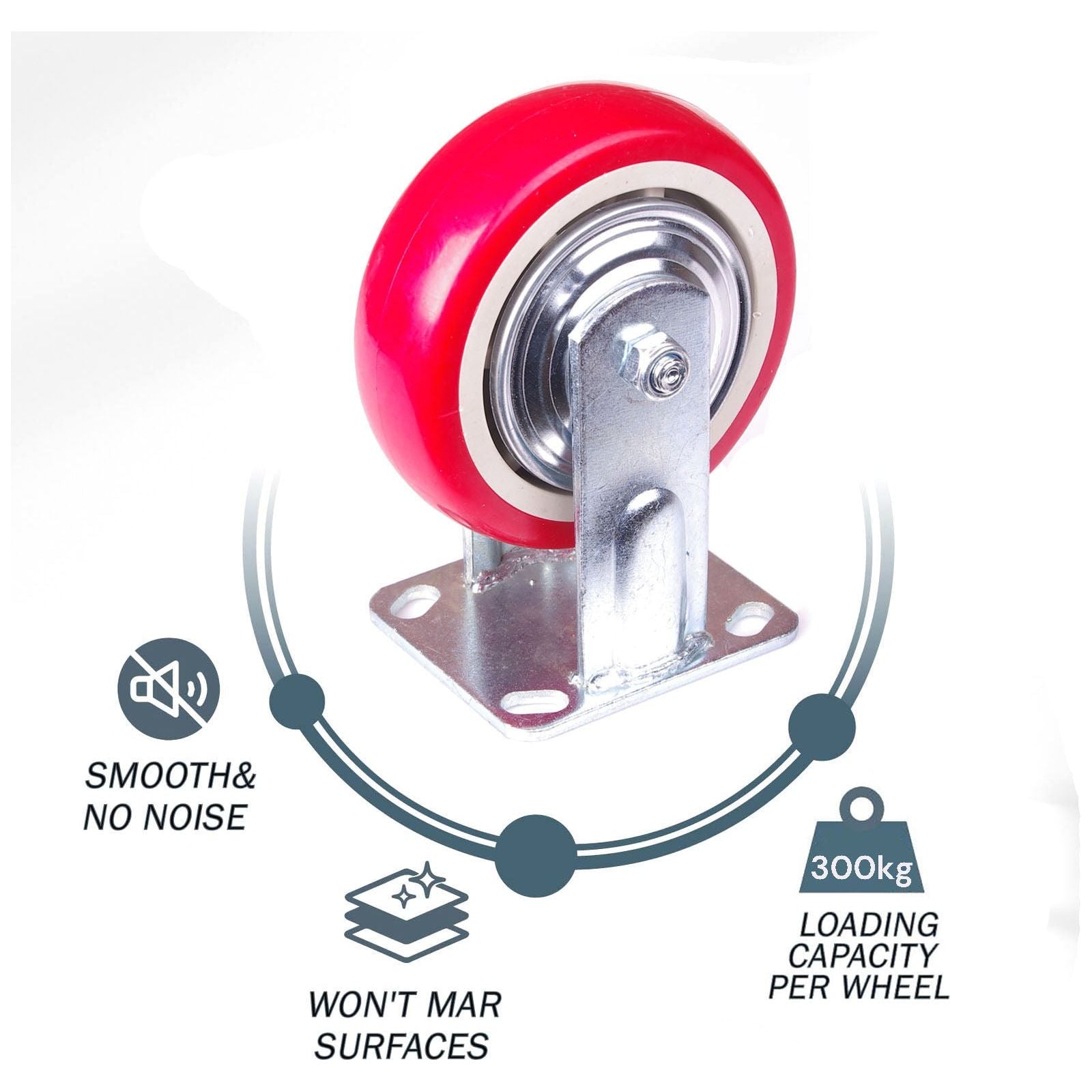 4x 6 inch Industrial Swivel Brake Locking Caster Castor Wheels Casters 2x swivel 2x fixed for Cart Furniture Workbench