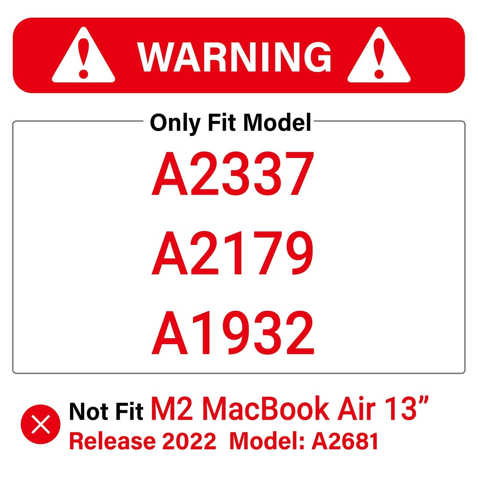 Suitable for MacBook Air 13 Inch Case 2022 2021 2020 2019 2018, A1932, A2179, A2337 Shell Case Keyboard Cover