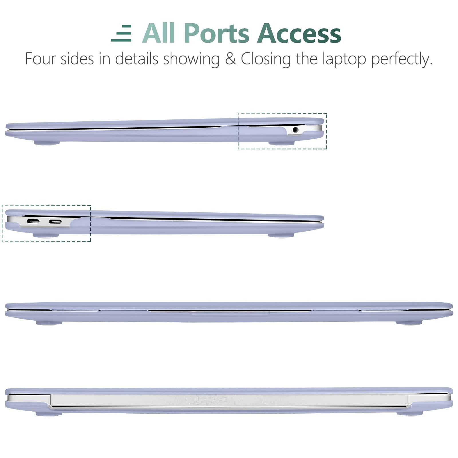 Suitable for MacBook Air 13 Inch Case 2022 2021 2020 2019 2018, A1932, A2179, A2337 Shell Case Keyboard Cover lavender Grey