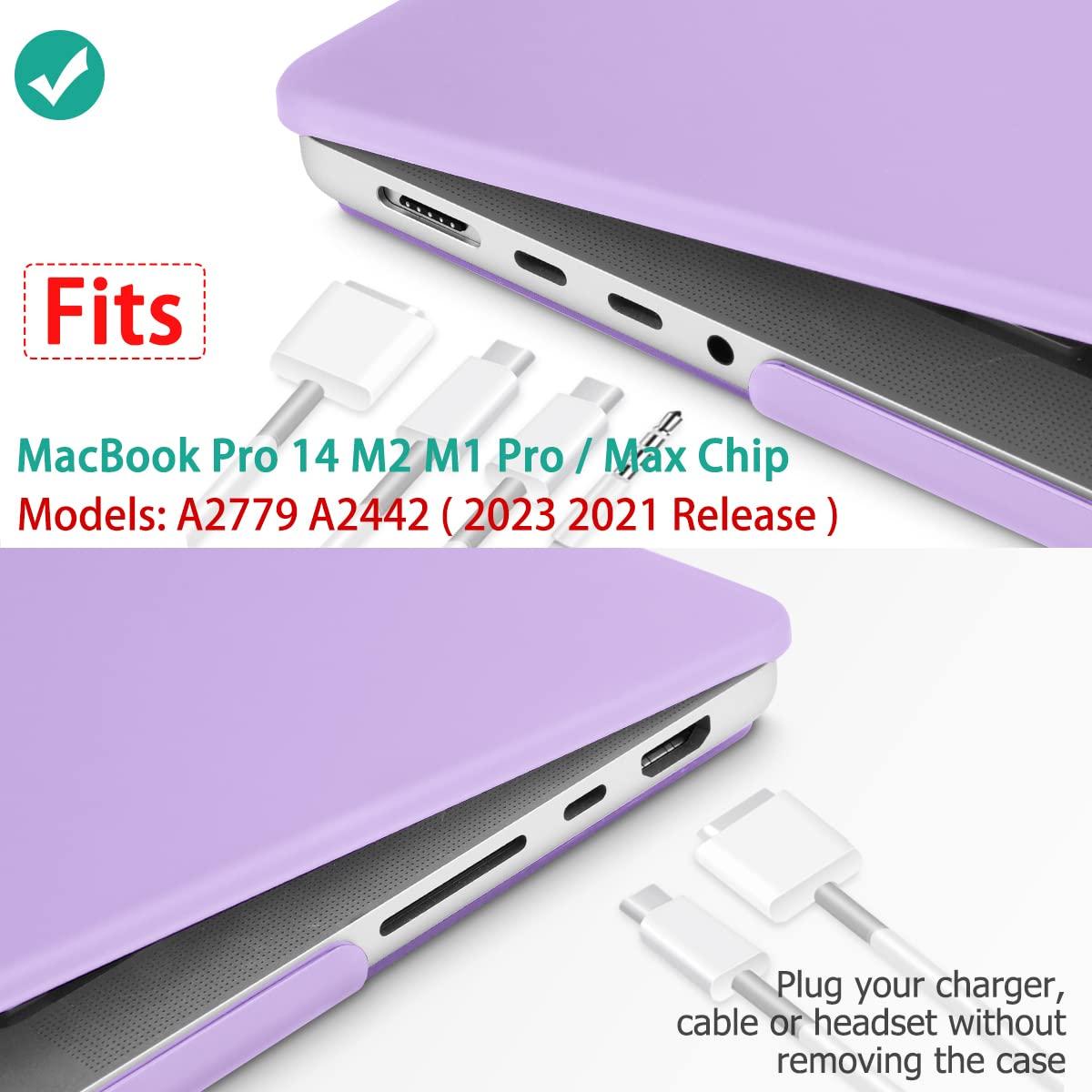 Suitable for MacBook Pro 14 Max Inch Case 2023 2022 2021 M2 A2779 M1 A2442 Hardshell Case Keyboard Cover Purple