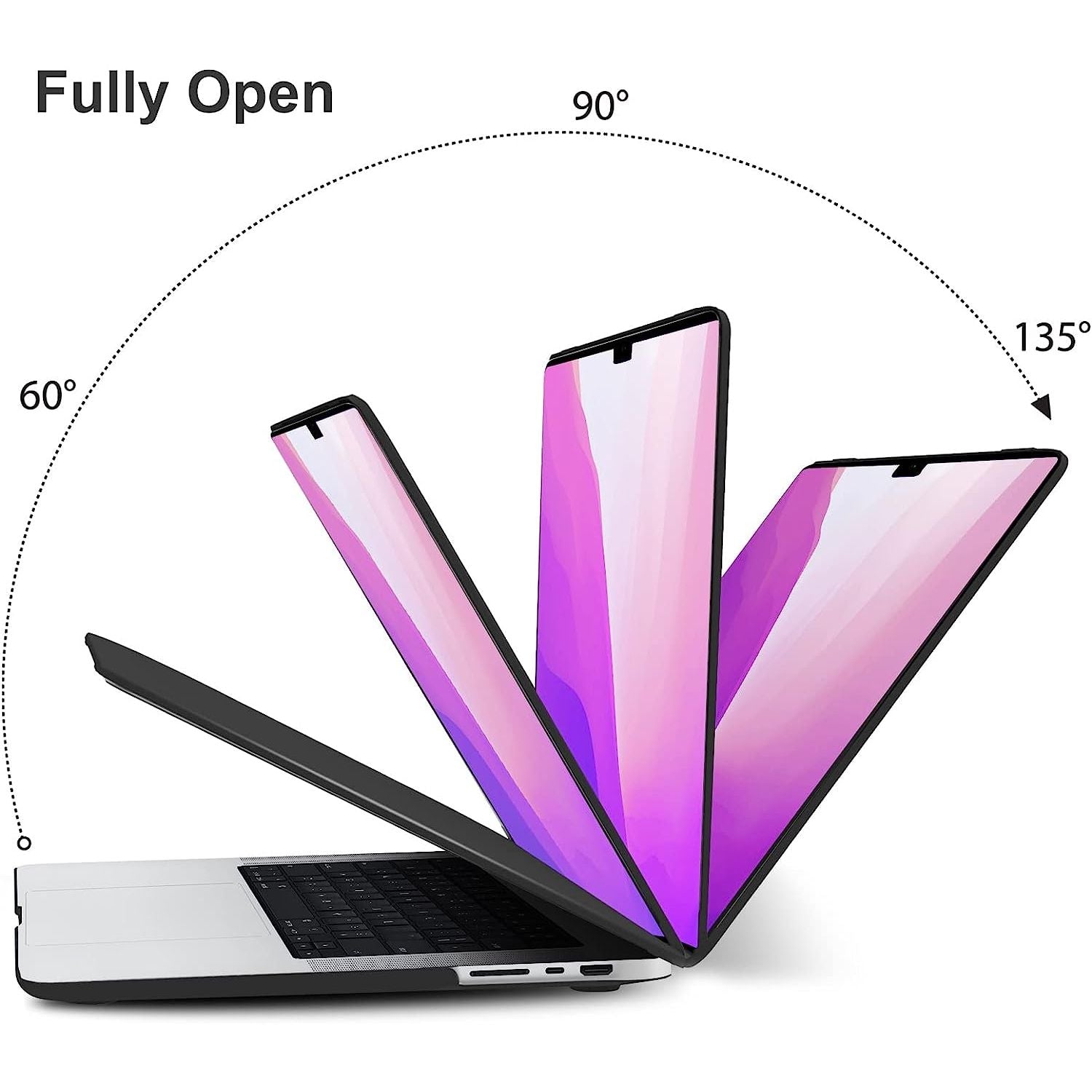 Suitable for MacBook Pro 16 inch Case 2023 2022 2021 M2 A2780 A2485 M1 Pro/Max Hard Shell Case Keyboard Cover Black