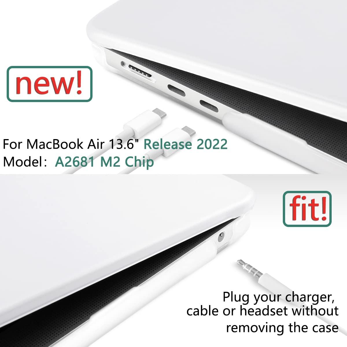 Suitable for 2023 2022 MacBook Air 13 inch case M2 Model A2681 Hard Shell Case Keyboard Cover White