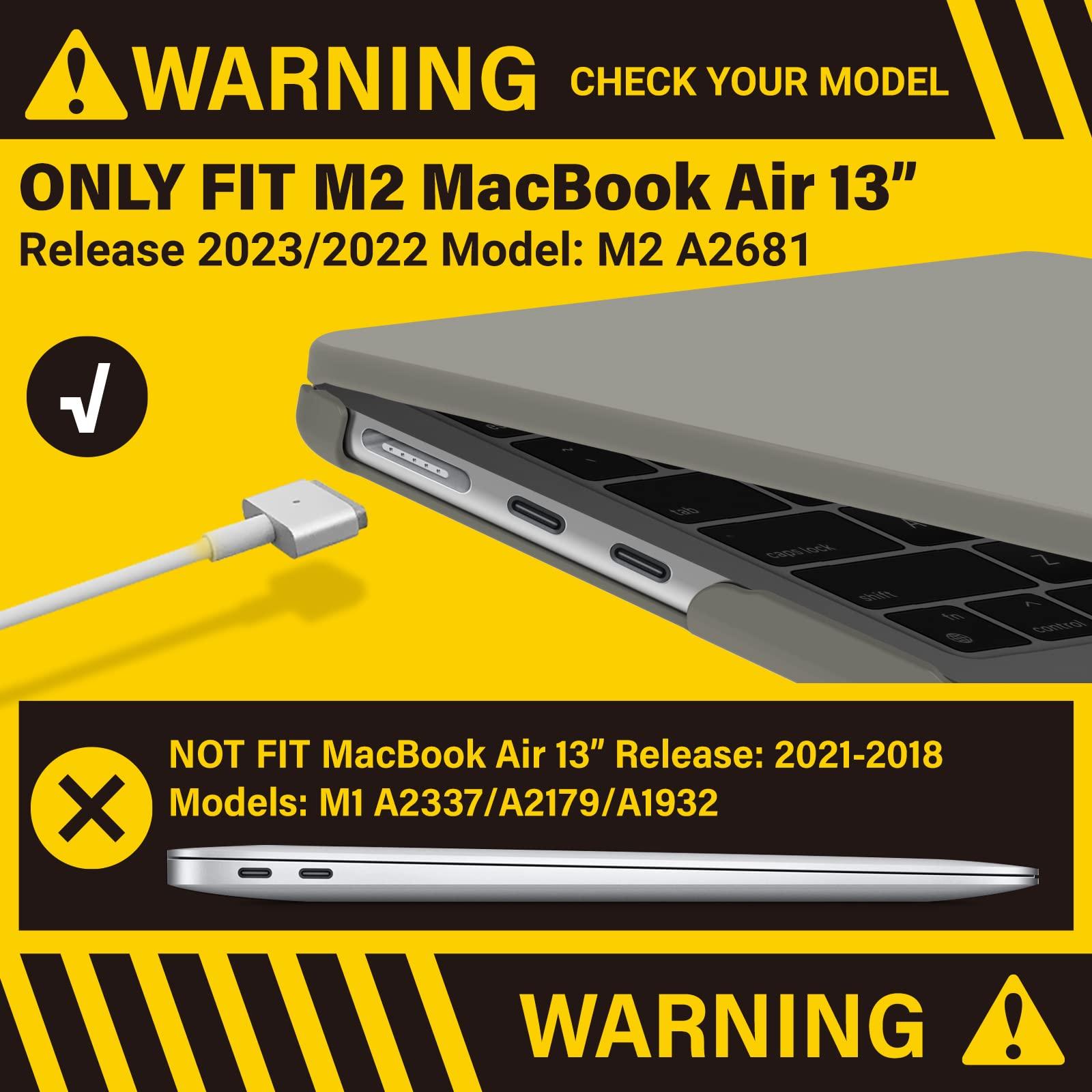 Suitable for 2023 2022 MacBook Air 13 inch case M2 Model A2681 Hard Shell Case Keyboard Cover Grey
