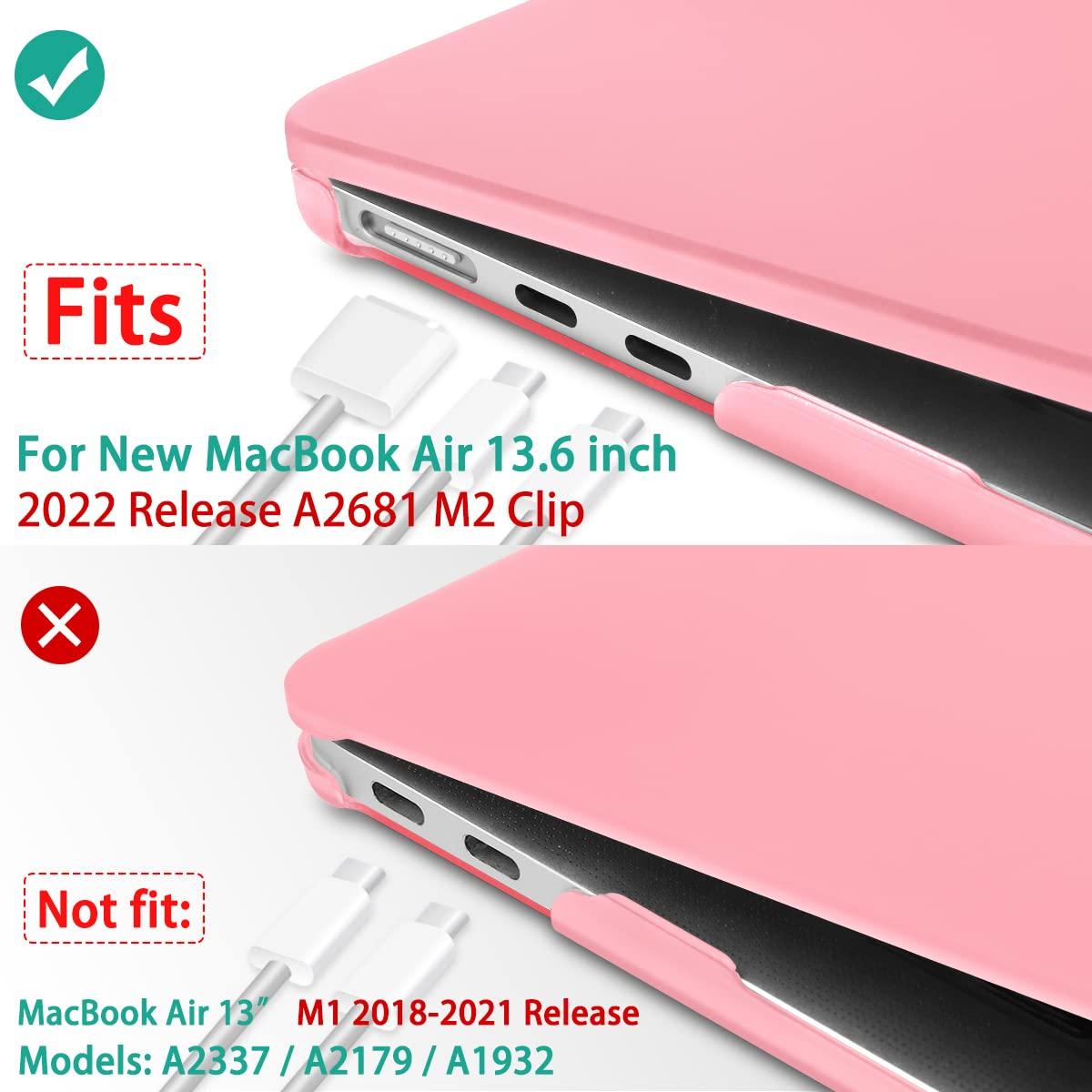 Suitable for 2023 2022 MacBook Air 13 inch case M2 Model A2681 Hard Shell Case Keyboard Cover Pink