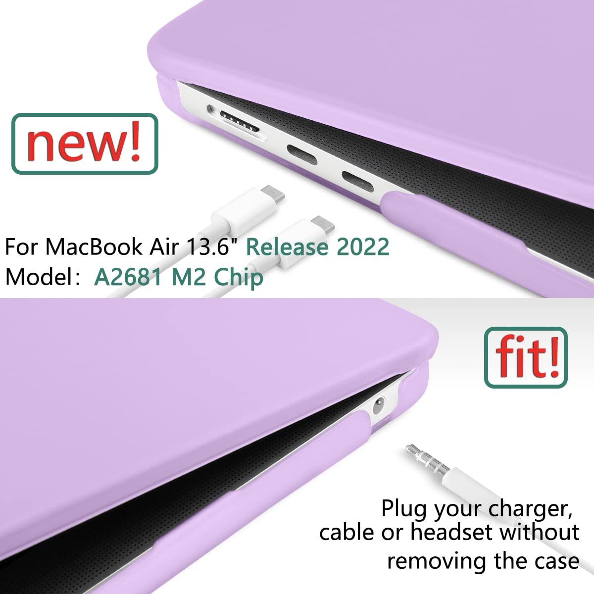 Suitable for 2023 2022 MacBook Air 13 inch case M2 Model A2681 Hard Shell Case Keyboard Cover Purple