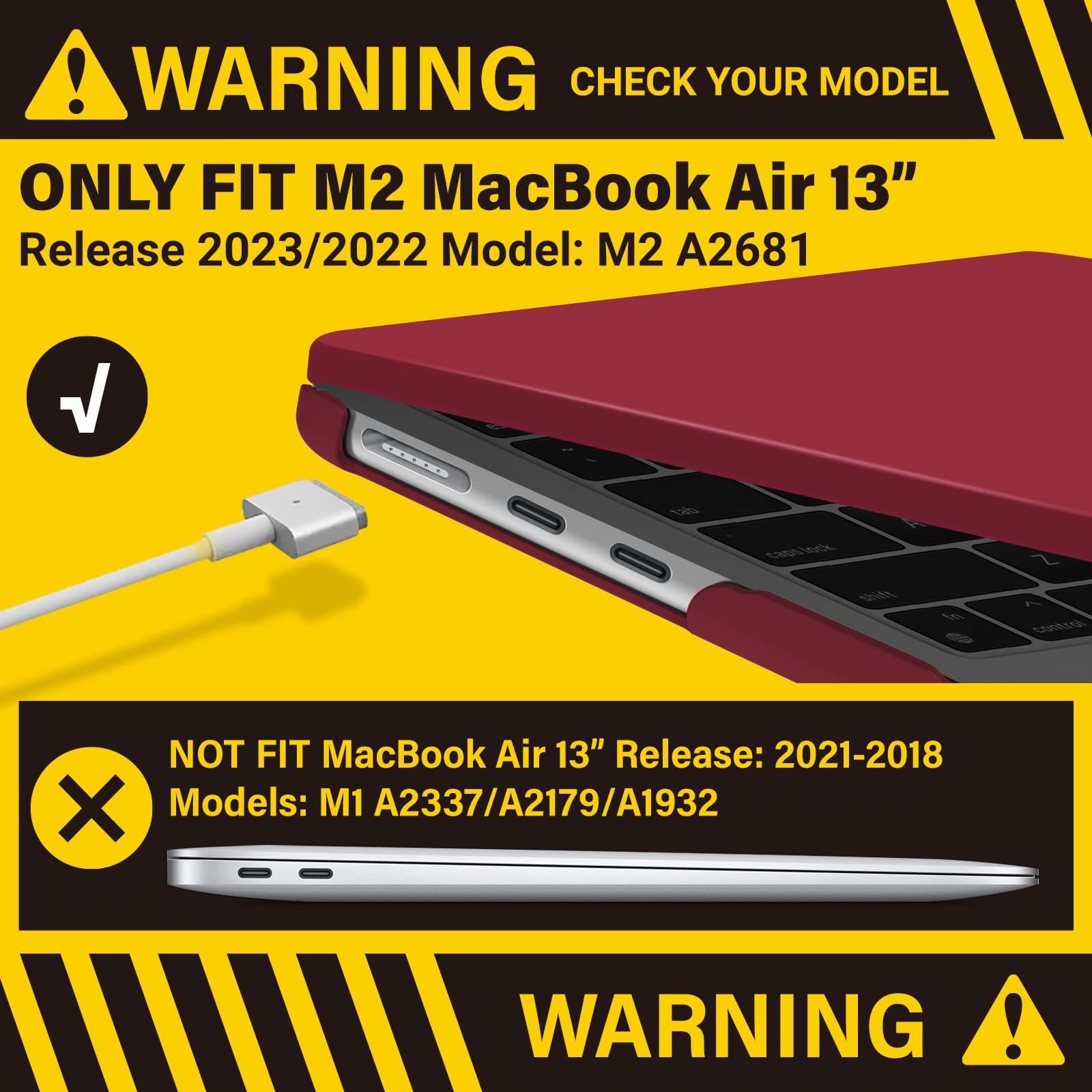 Suitable for 2023 2022 MacBook Air 13 inch case M2 Model A2681 Hard Shell Case Keyboard Cover Wine Red