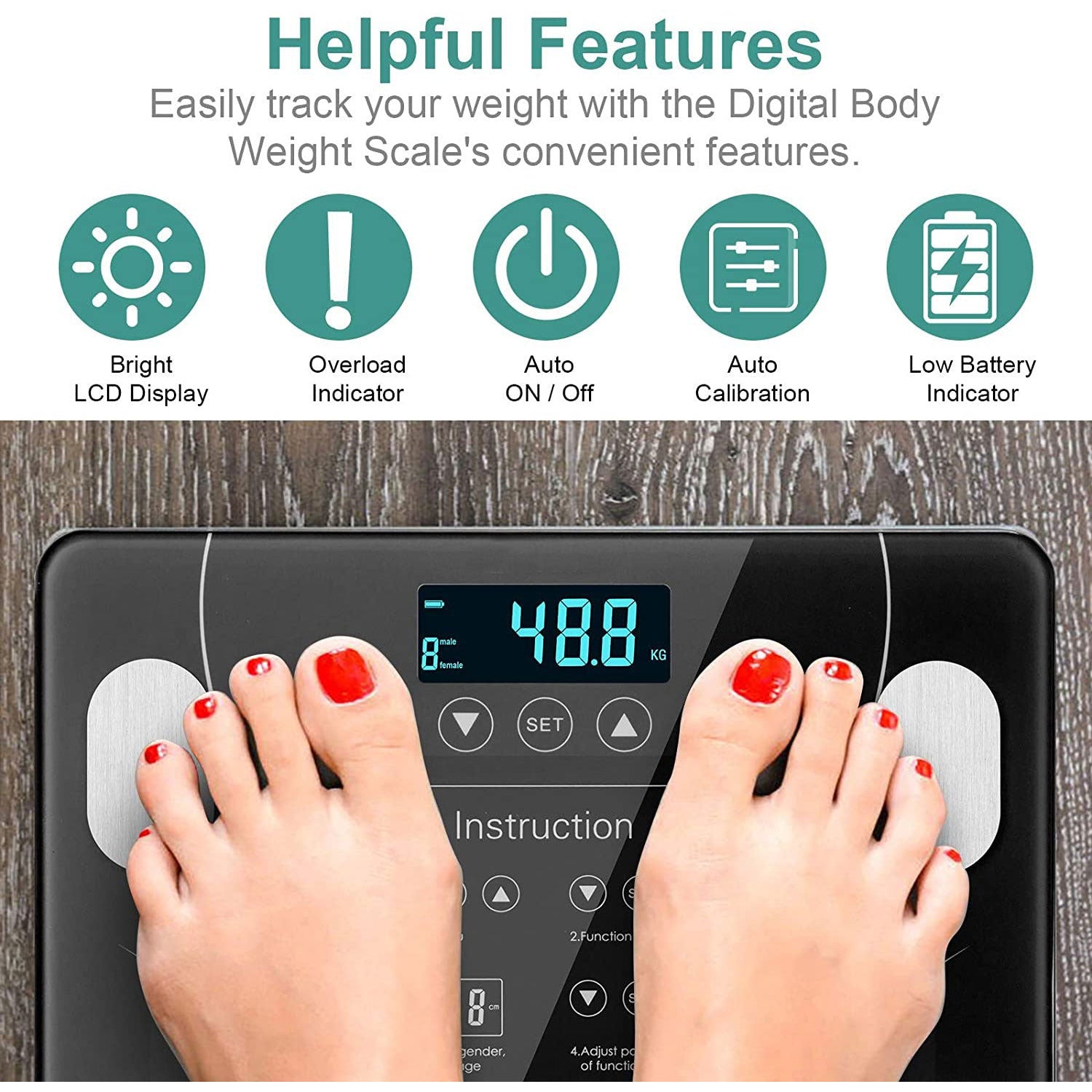 LCD Scales Body Weight Bathroom Bath room Body Fat Gym Fitness Scale BMI BMR