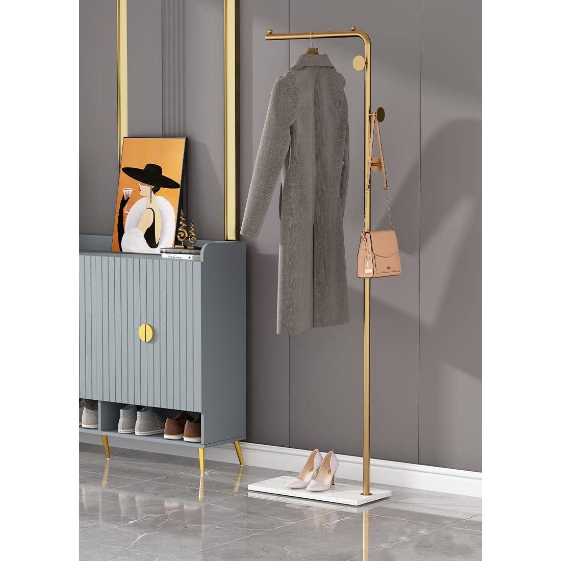 Metal Coat Rack Marble Base Hooks Clothes Coats Bag Tree Hat Display Hanger Stand Organiser
