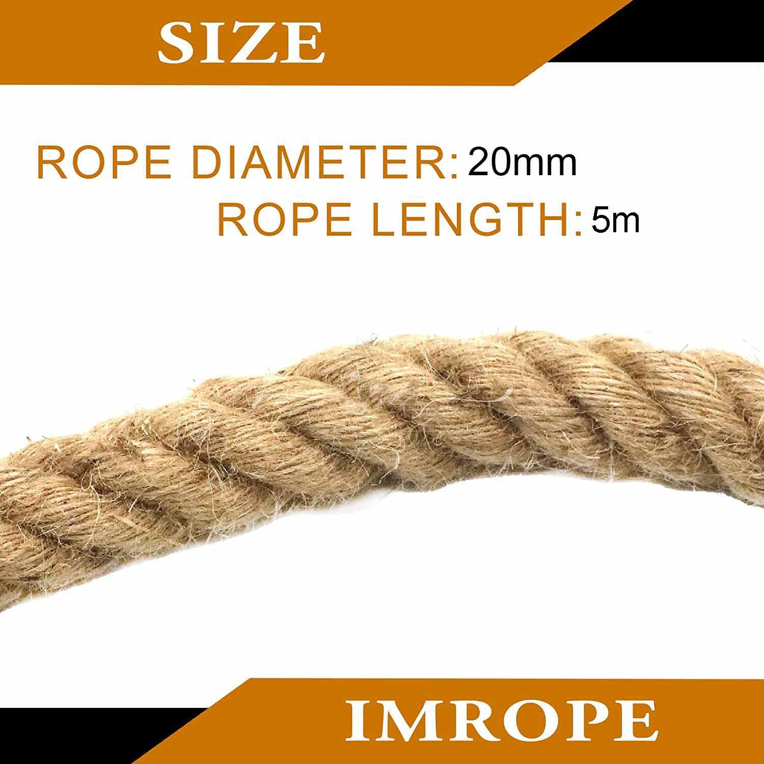 5m Sisal 20mm Rope Natural Twine Cord Thick Jute Hemp Manila Crafting Home Decor