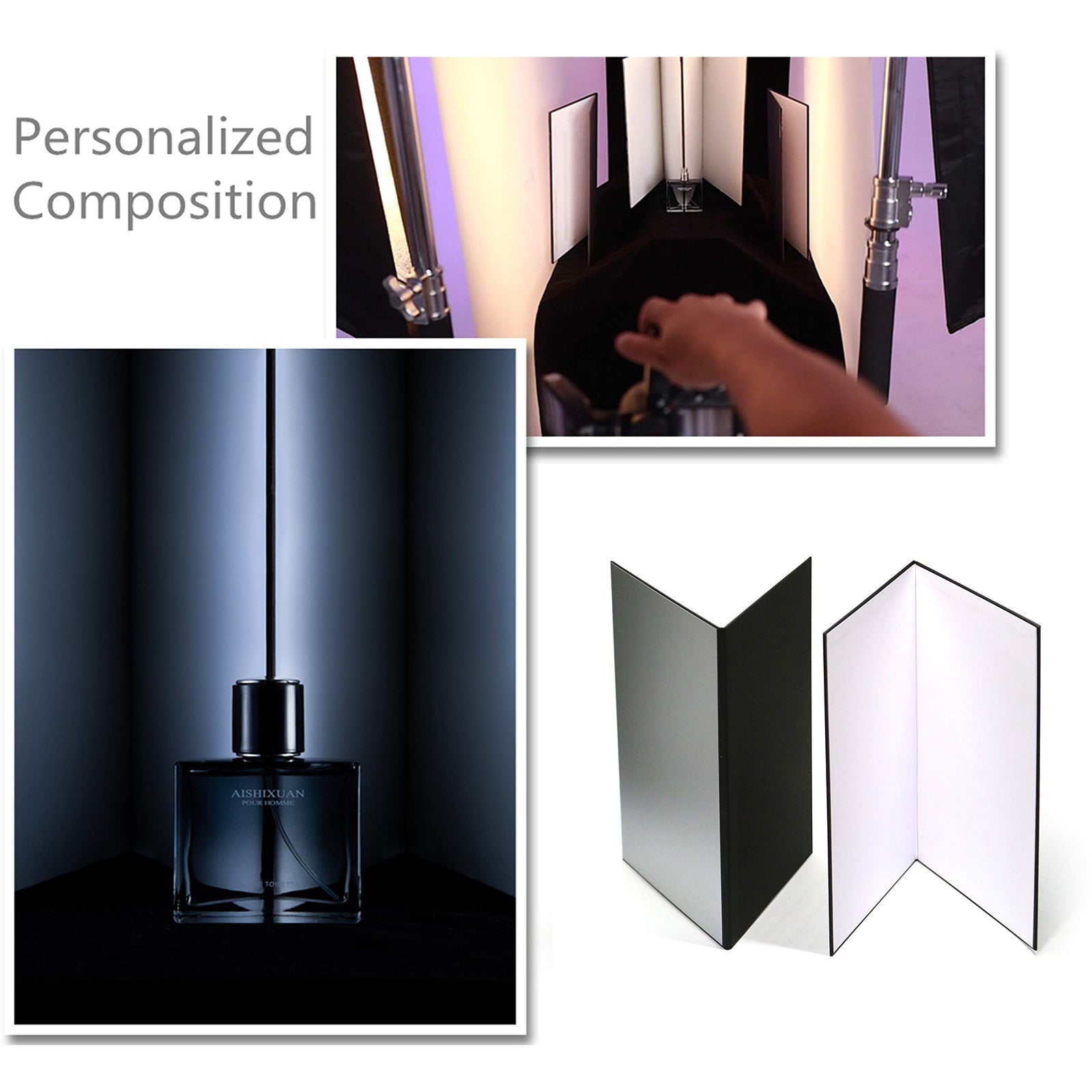 2 Pack A3 3 in 1 Photography Light Reflector Cardboard Light Diffuser Board Black, Silver, White