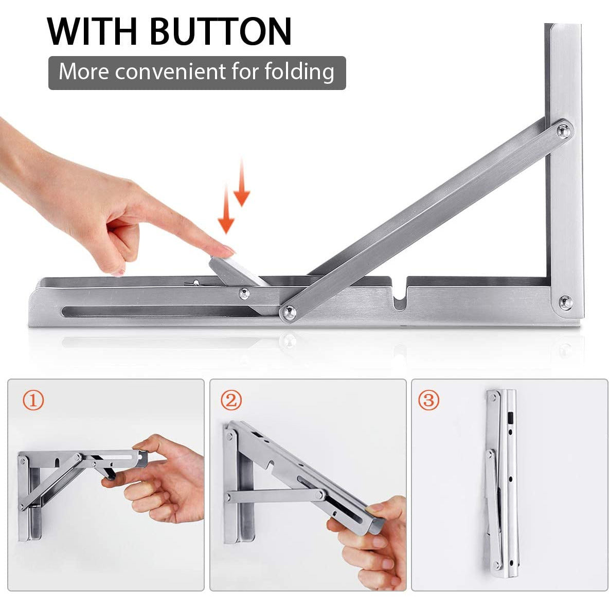 2PCS 14inch Steel Wall Mounted Folding Triangle Angle Shelf Support Bracket Rack