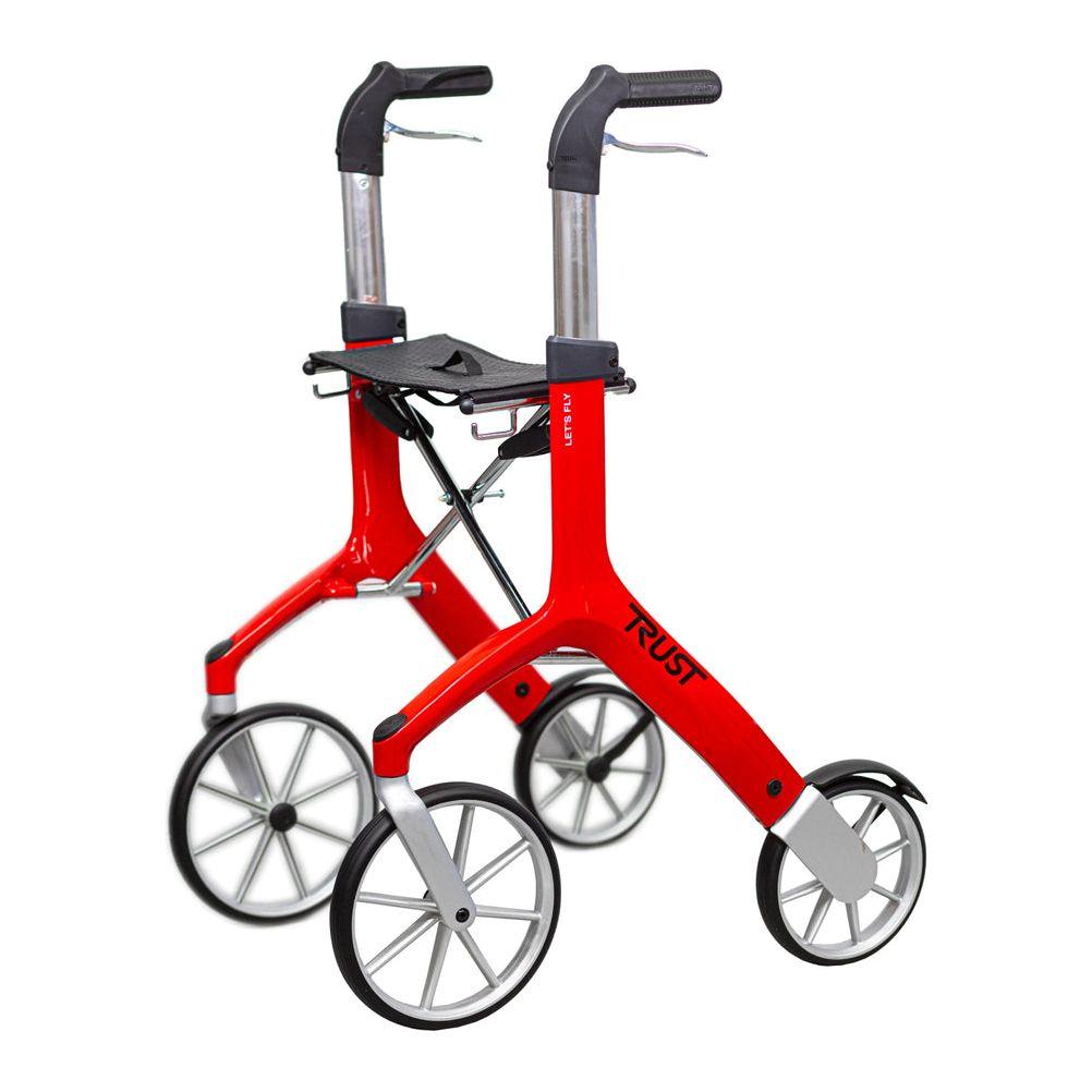 Let's Fly Mobility Rollator Wheelie Walker - Red