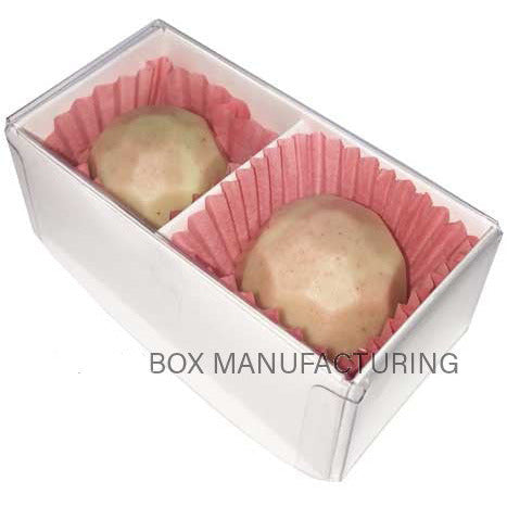 10 Pack of White Card Chocolate Sweet Soap Product Reatail Gift Box - 2 Bay Compartments - Clear Slide On Lid - 8x4x3cm