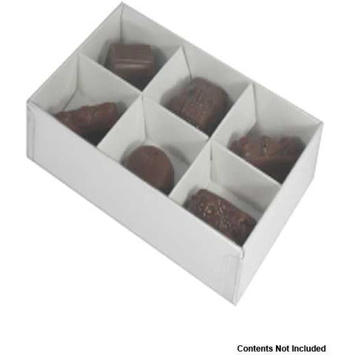 10 Pack of White Card Chocolate Sweet Soap Product Reatail Gift Box - 6 Bay Compartments - Clear Slide On Lid - 12x8x3cm