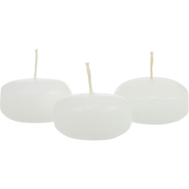 10 Pack of 6 Hour White Floating Candles - 5.8cm diameter - wedding party decoration