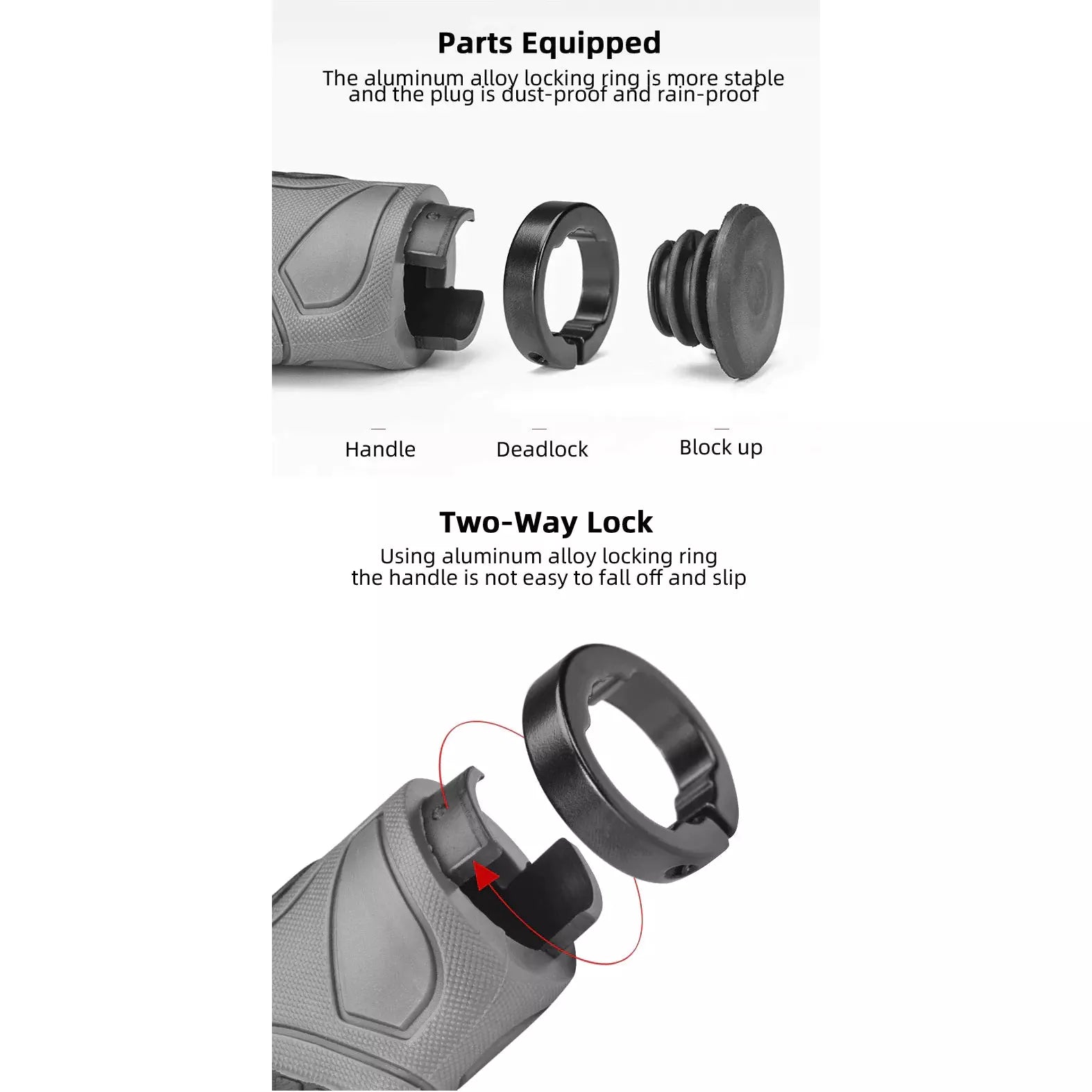 Bicycle Grips MTB Road Bike Double Lock Rubber Handlebar Grips Anti-Slip Rock Bros BLUE