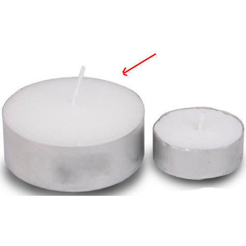 Large Tealight Candles 6cm Wide in silver foil cup 10 in a pack - Party Event Wedding BBQ Dinner Romantic Ambience Decor