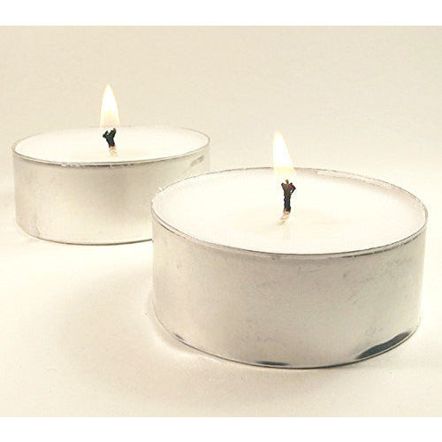 Large Tealight Candles 6cm Wide in silver foil cup 10 in a pack - Party Event Wedding BBQ Dinner Romantic Ambience Decor