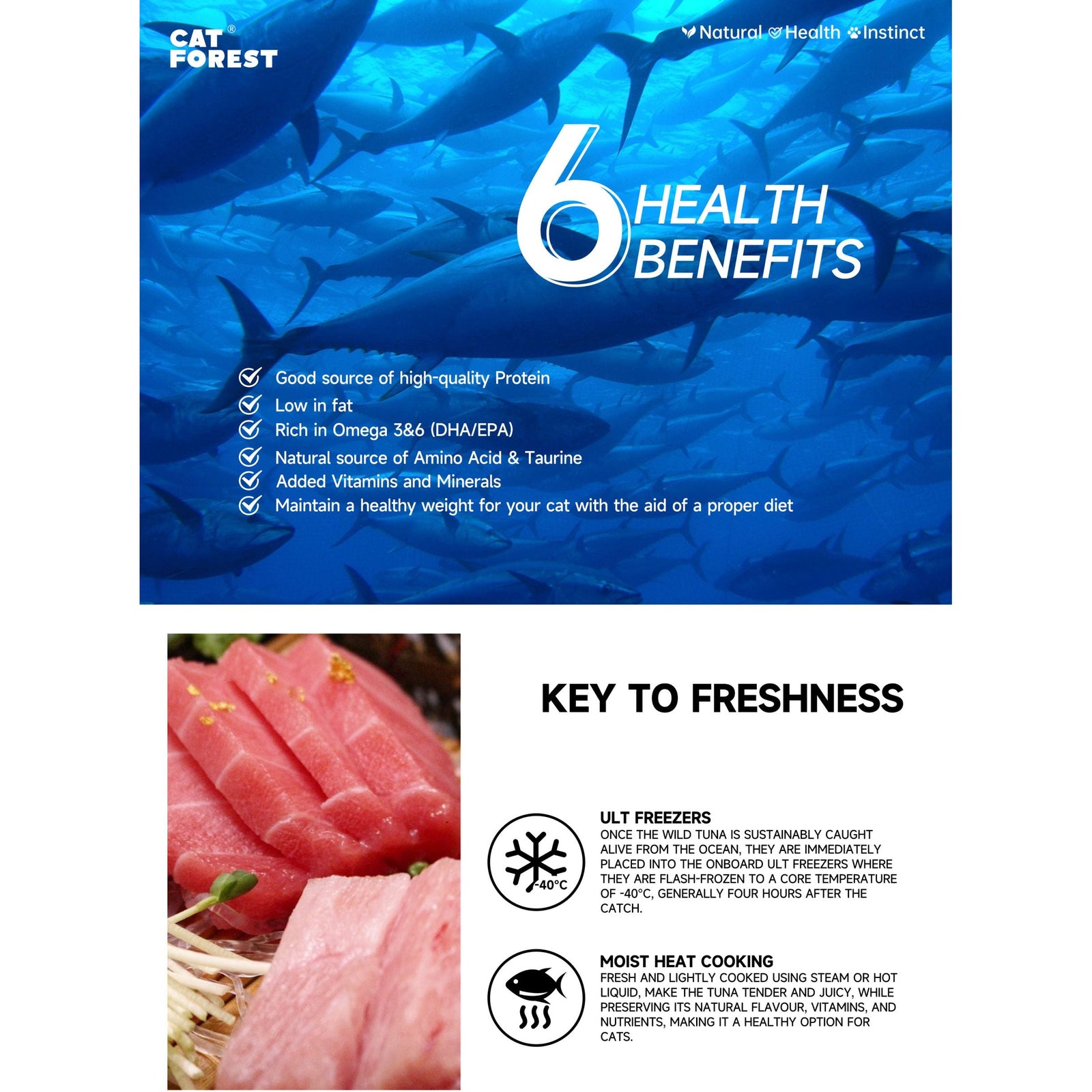 CAT FOREST Classic Tuna White Meat With Shrimp In Gravy Cat Canned Food 85G X 24