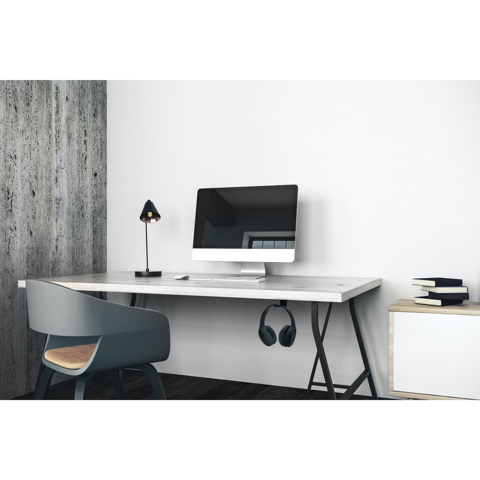 Kanto HH Universal Under Desk Headphone Hook, Black