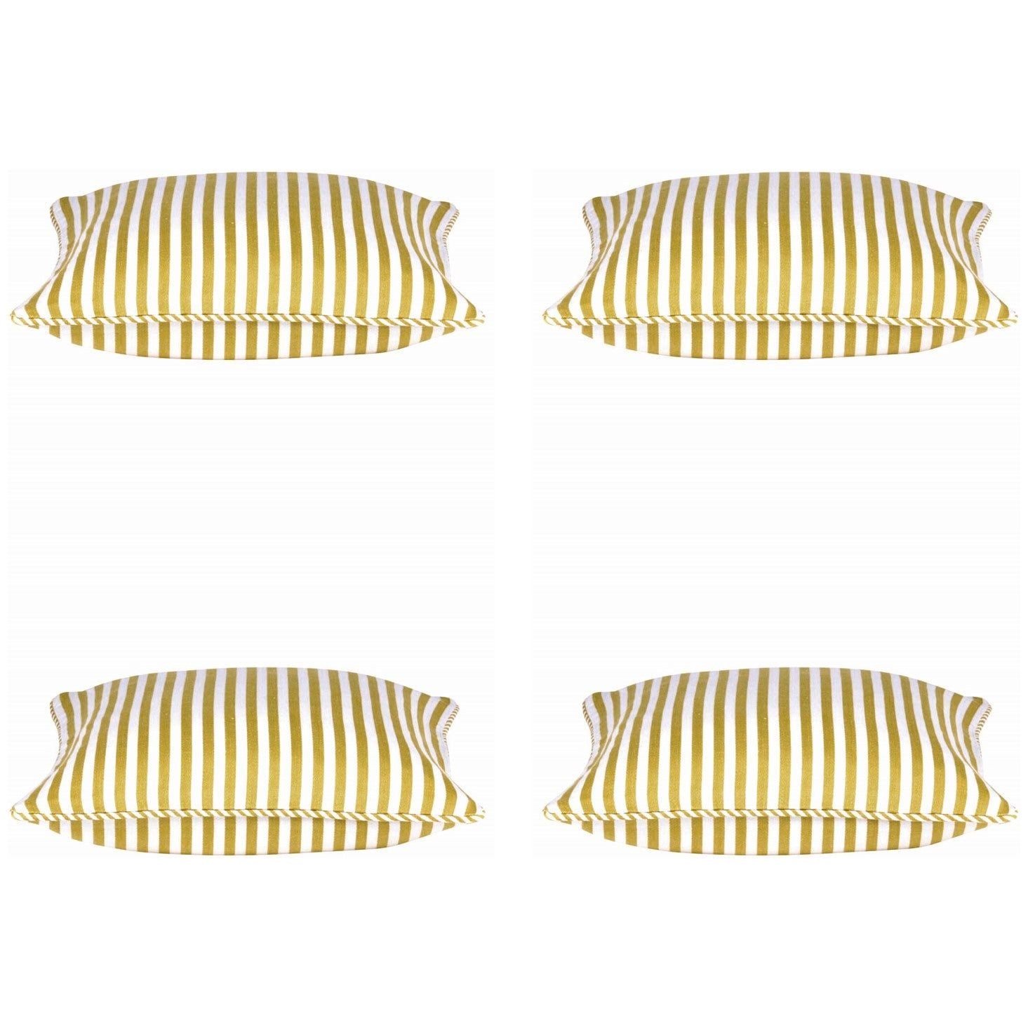 Pack of 4 Dandi Mustard Yellow & White Striped Square Cushion Covers 40x40cm