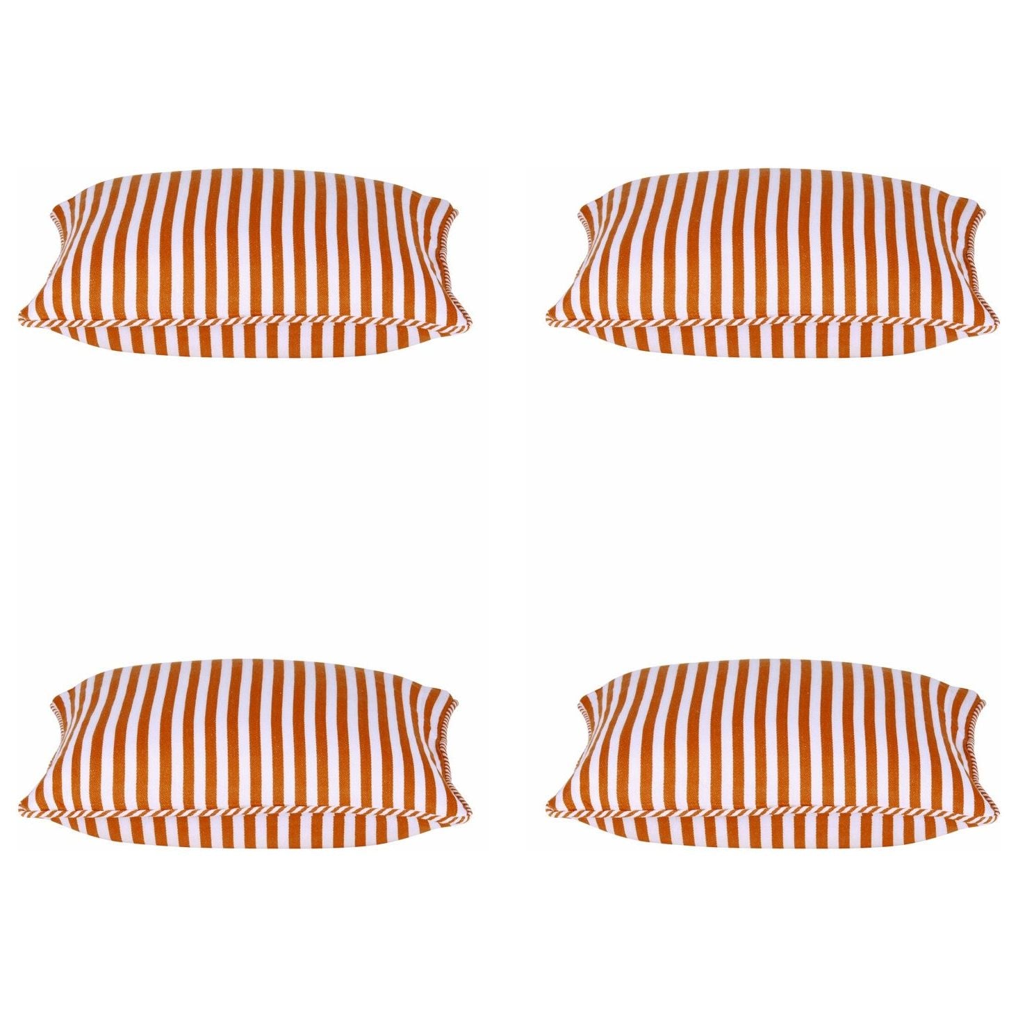 Pack of 4 Dandi Orange & White Striped Nautical Cushion Covers 40x40cm