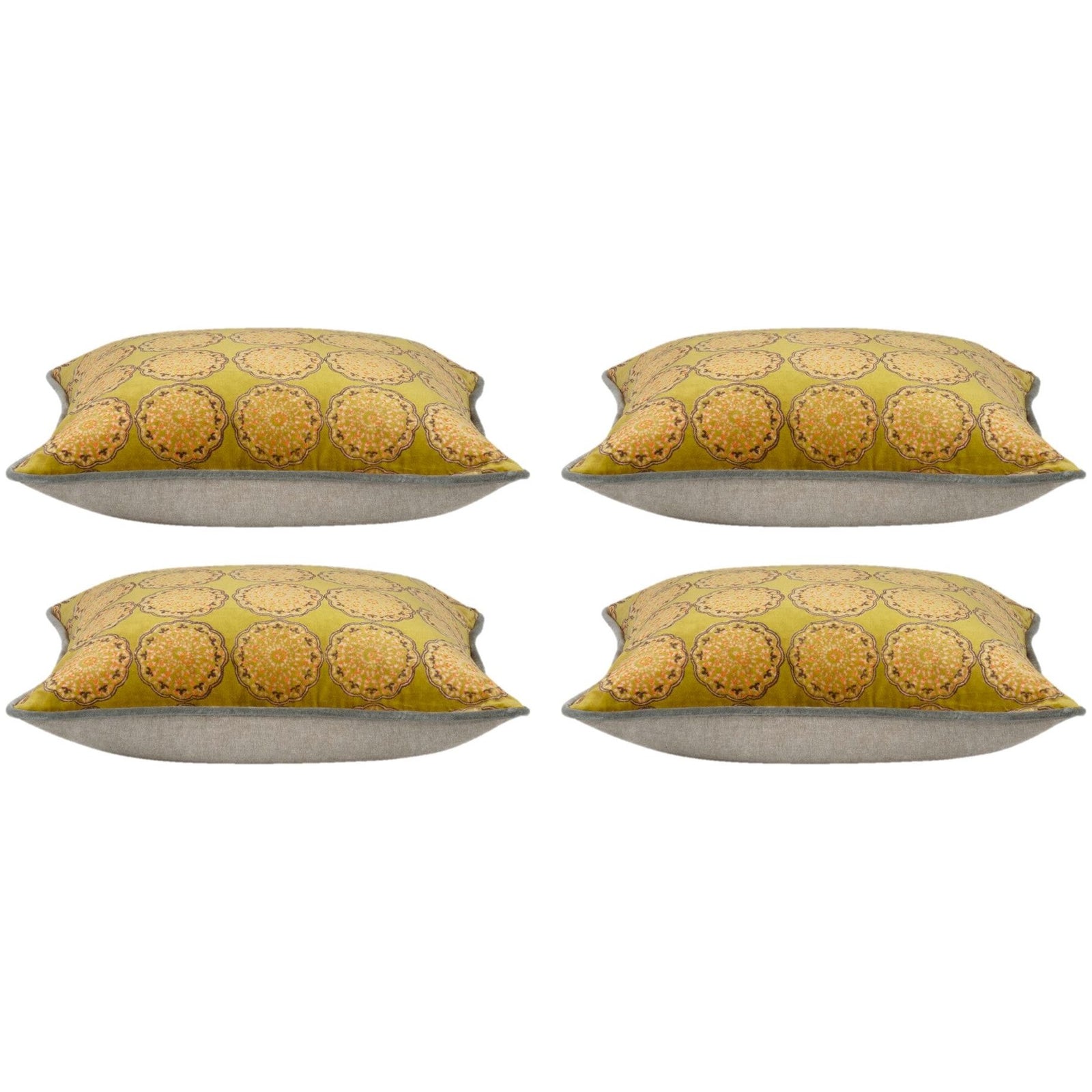 Pack of 4 Duffy Mustard and Grey Square Cushion Covers