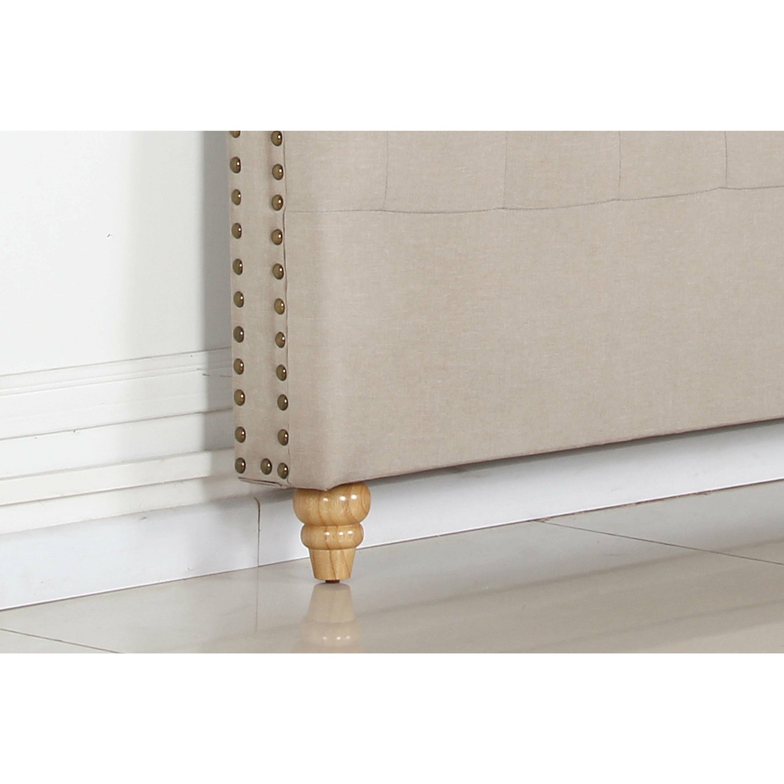 Bed Head Double Size French Provincial Headboard Upholsterd Fabric Beige