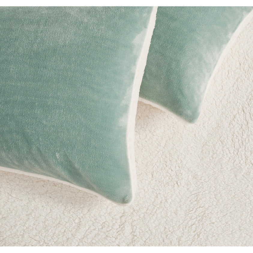 2 in 1 Teddy Sherpa Quilt Cover Set and Blanket single size sage green