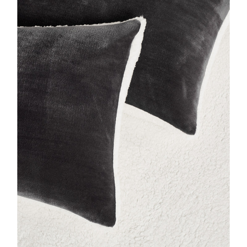 2 in 1 Teddy Sherpa Quilt Cover Set and Blanket double size charcoal