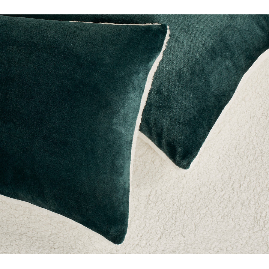 2 in 1 Teddy Sherpa Quilt Cover Set and Blanket double size emerald green