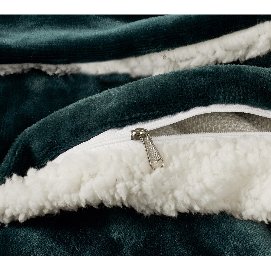 2 in 1 Teddy Sherpa Quilt Cover Set and Blanket queen size emerald green