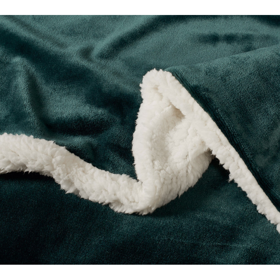 2 in 1 Teddy Sherpa Quilt Cover Set and Blanket queen size emerald green