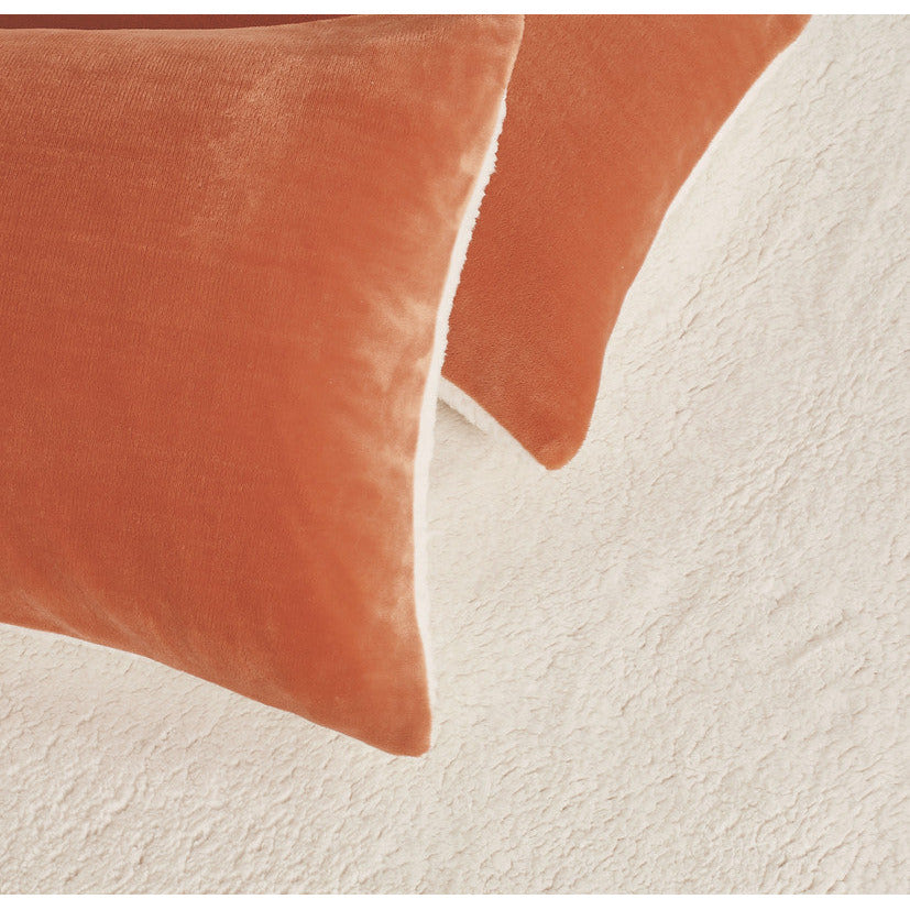 2 in 1 Teddy Sherpa Quilt Cover Set and Blanket queen size terracotta