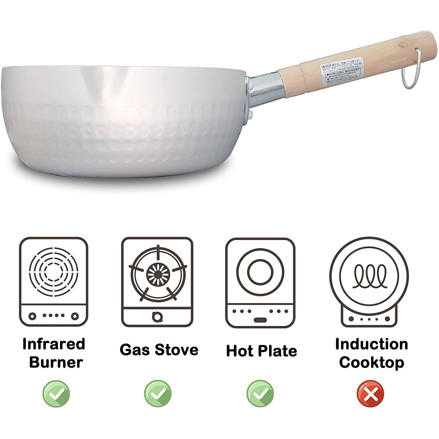 Justcook 20cm Japanese-style Stainless Steel Xueping Pot White Handle