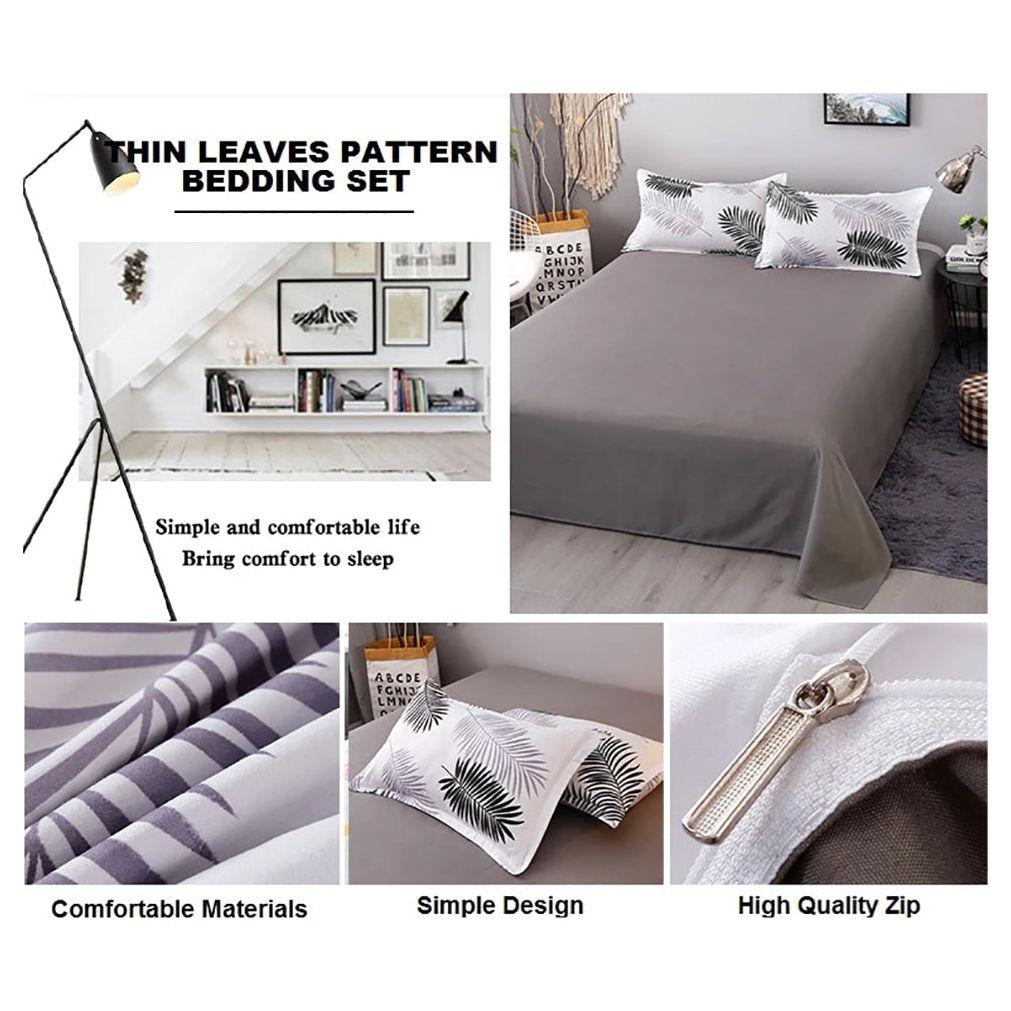 Palm Leaves Pattern Aloe Cotton Flat Sheet Quilt Cover Pillowcases 4pcs Bedding Set