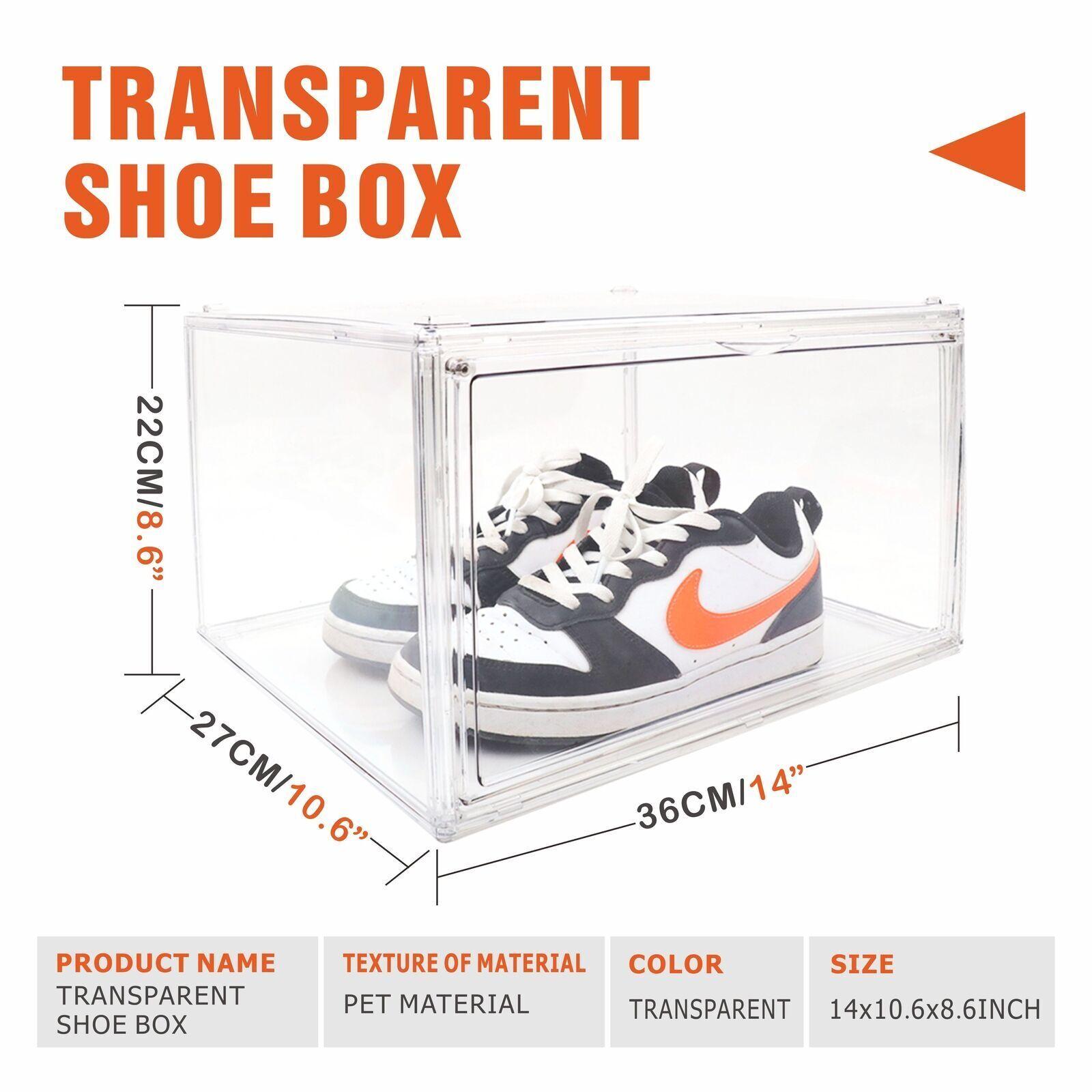 5PC Stackable Shoe Display Box Hard Acrylic Sneaker Storage Containers Case