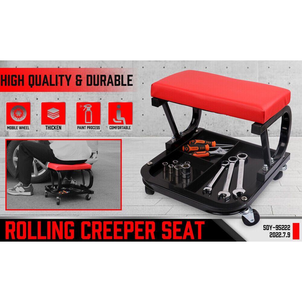 HORUSDY Rolling Creeper Seat Workshop Mechanic Stool Garage Repair Storage Tray