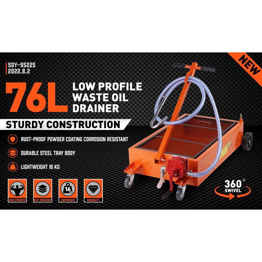 HORUSDY 76L Low Profile Waste Oil Drainer Mobile Workshop Pump Vehicle 4WD Truck