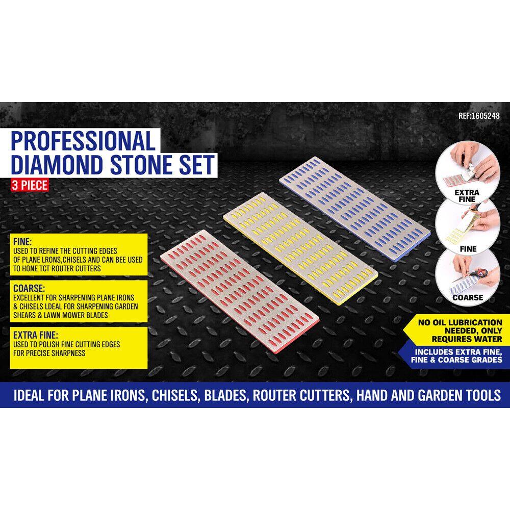 3Pc Diamond Sharpening Stone Whetstone Sharpener Set Scissors Knife With 3 Grits