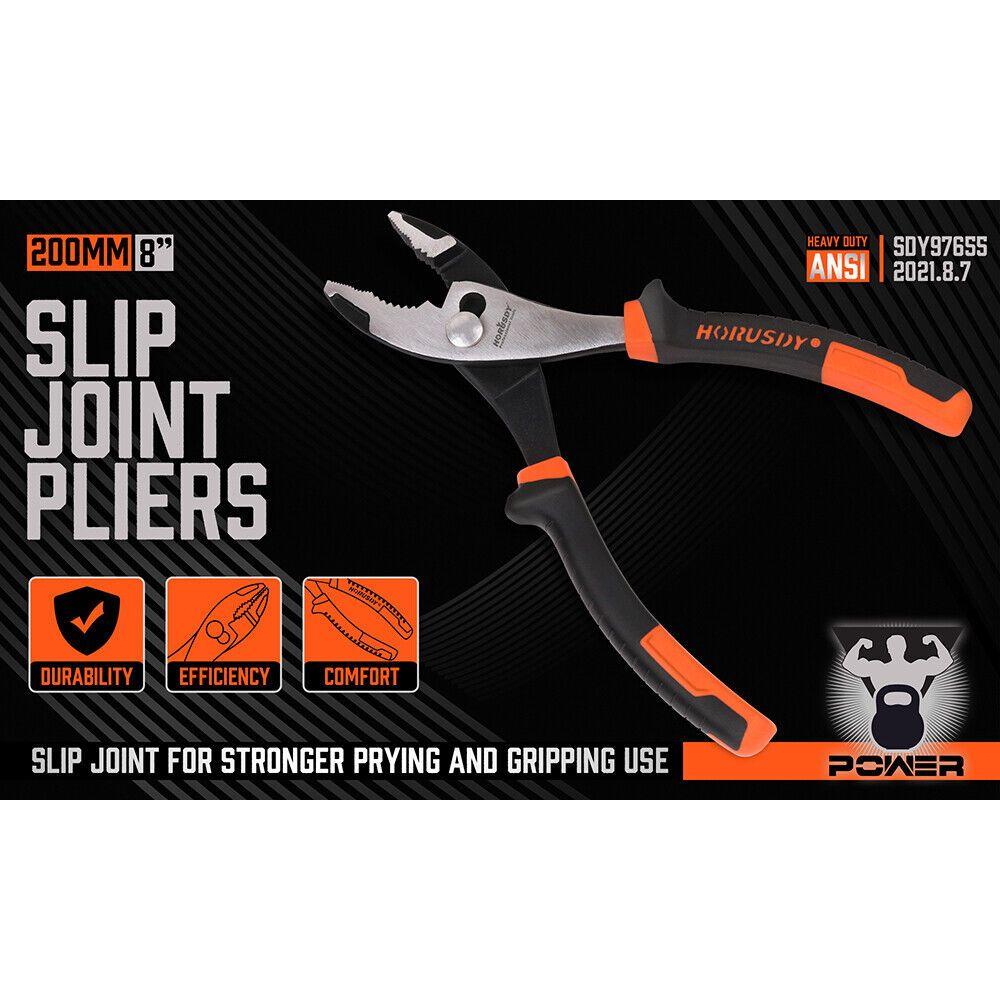 8" Slip Joint Pliers Adjustable Heavy Duty Jars Non-Slip Grip Handle 200mm