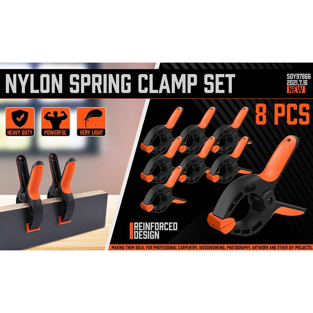 HORUSDY 8Pc Spring Clamp Set Quick Grip Plastic Non-Slip Nylon Clips Woodworking
